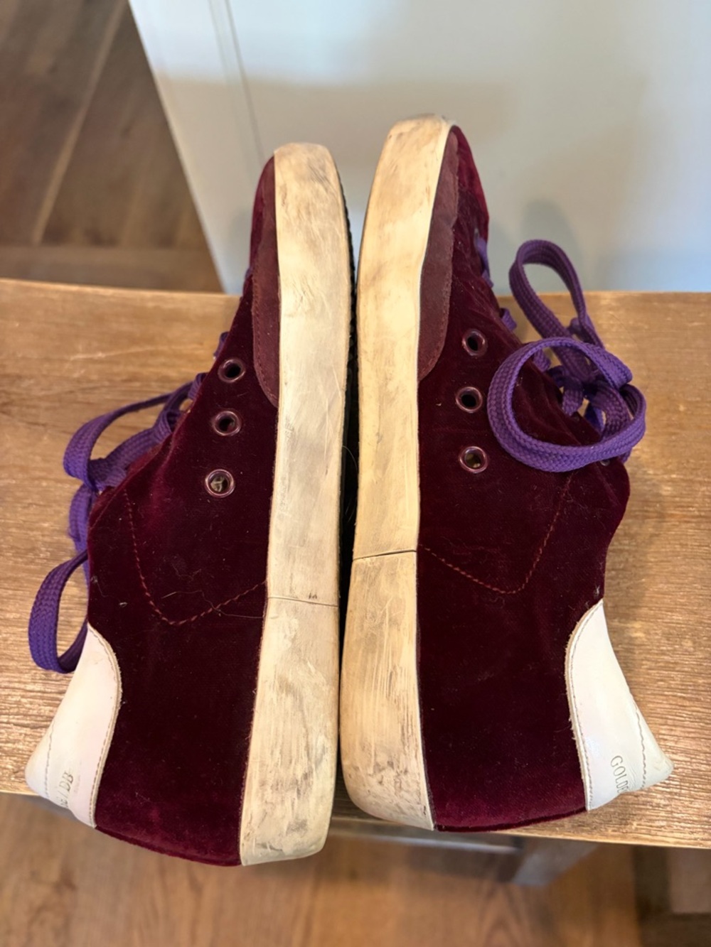 Golden Goose Burgundy Velvet Sneakers 37 6.5 - Picture 8 of 13